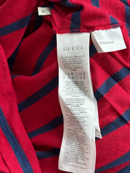 Gucci Disney Red & Navy Striped Mickey Mouse T-Shirt