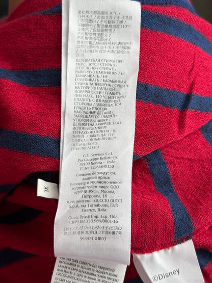 Gucci Disney Red & Navy Striped Mickey Mouse T-Shirt