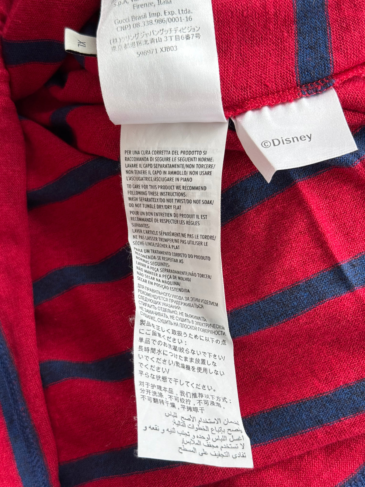 Gucci Disney Red & Navy Striped Mickey Mouse T-Shirt