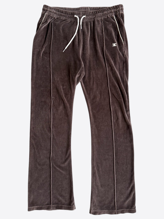Celine Brown & White Logo Velour Trackpants