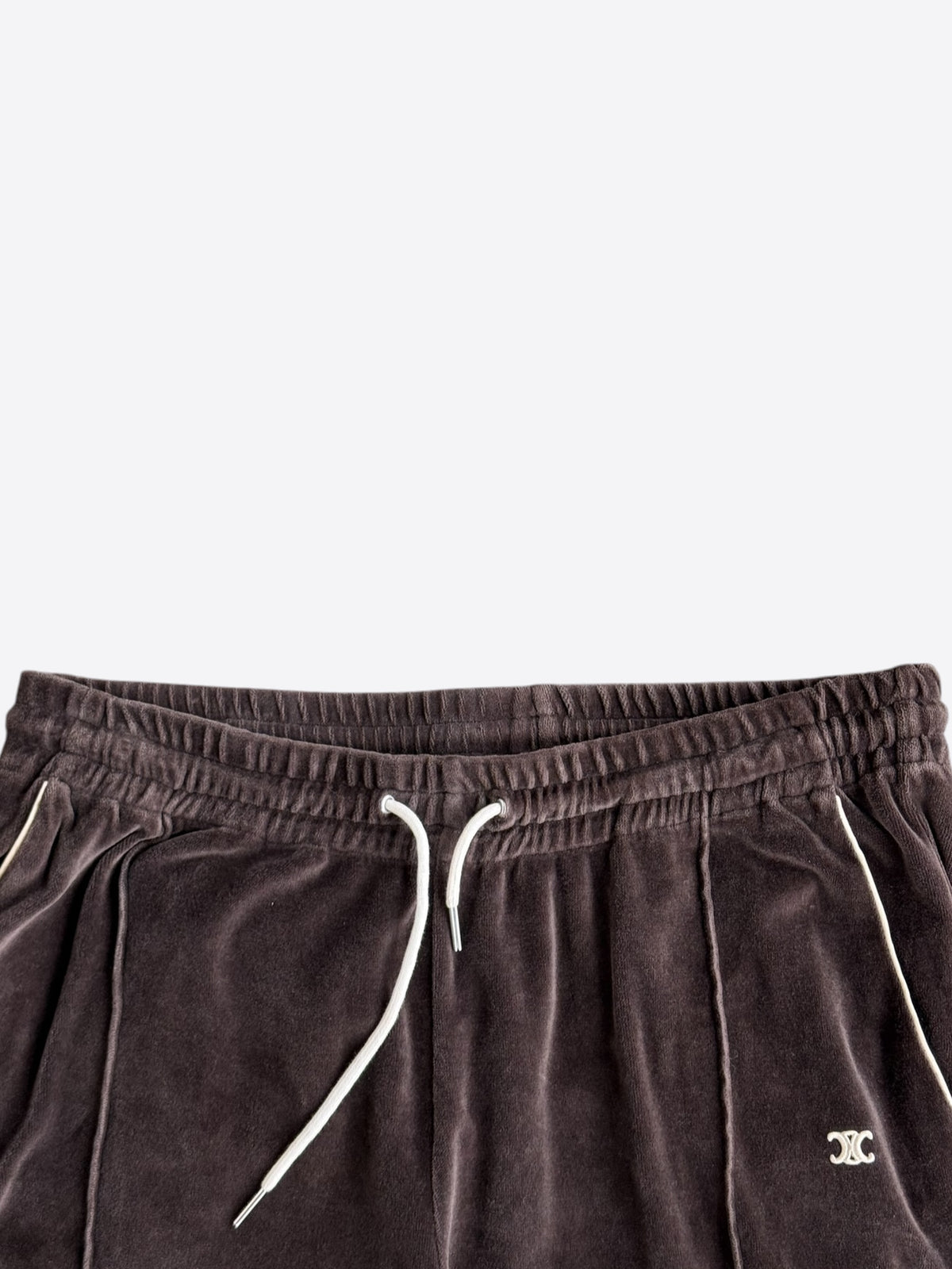 Celine Brown & White Logo Velour Trackpants