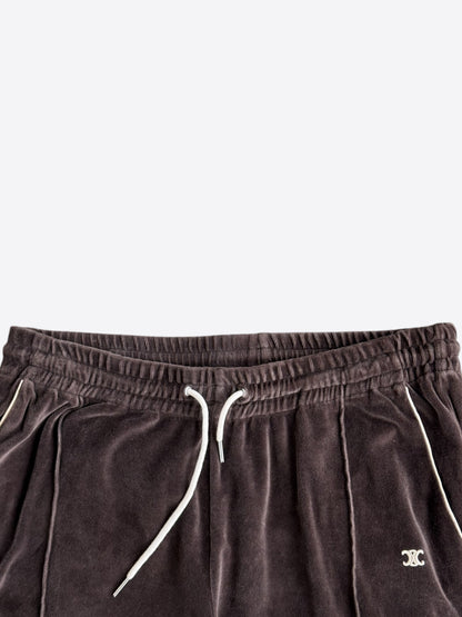 Celine Brown & White Logo Velour Trackpants