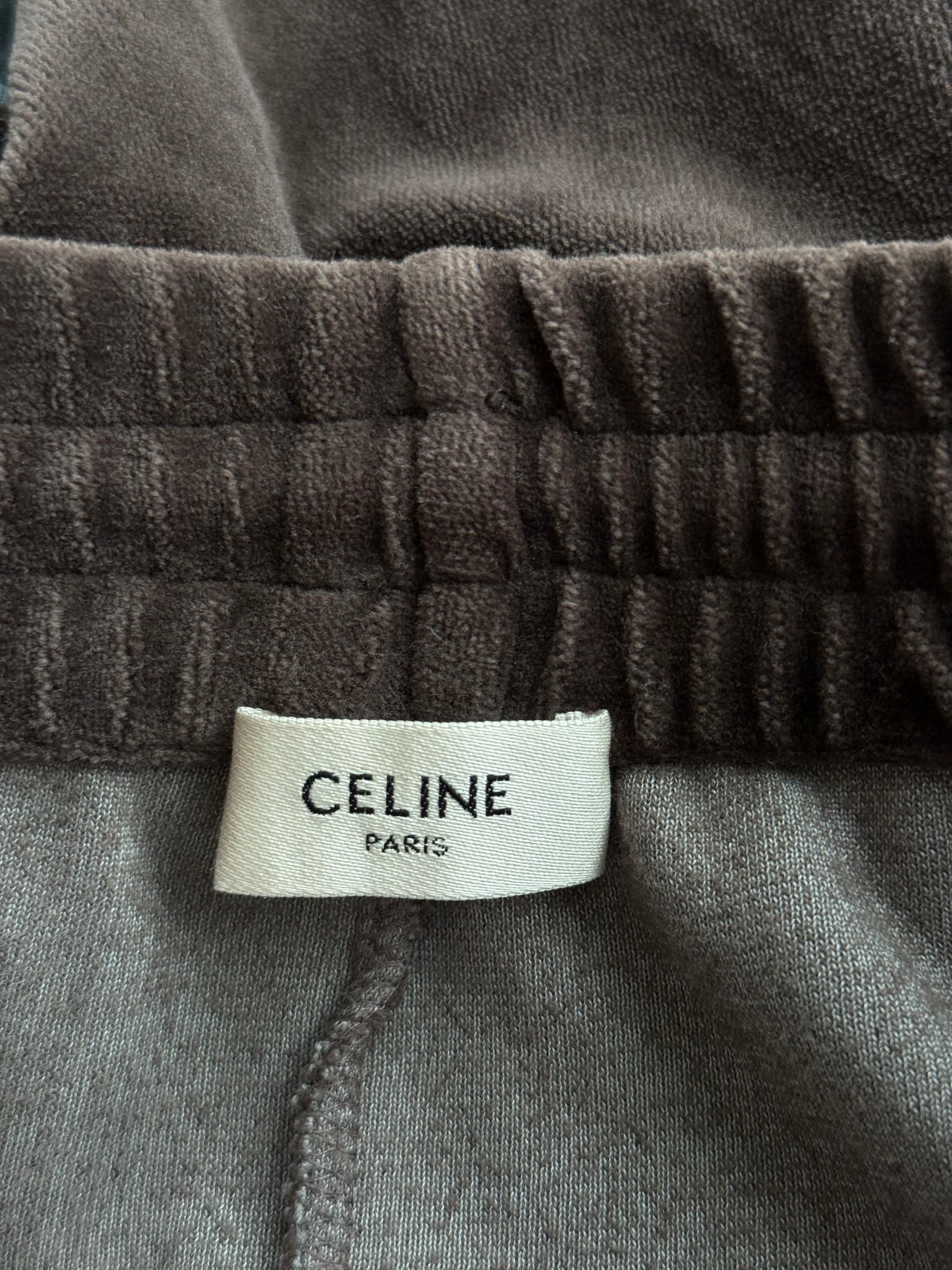 Celine Brown & White Logo Velour Trackpants