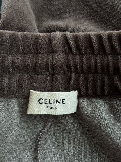 Celine Brown & White Logo Velour Trackpants