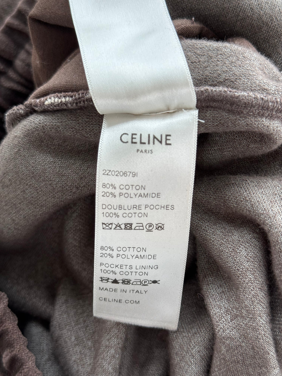 Celine Brown & White Logo Velour Trackpants