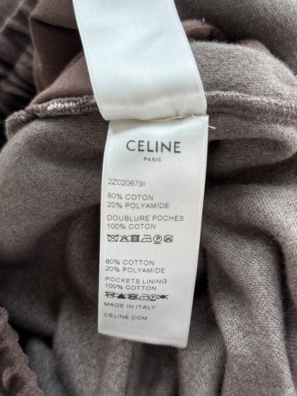 Celine Brown & White Logo Velour Trackpants