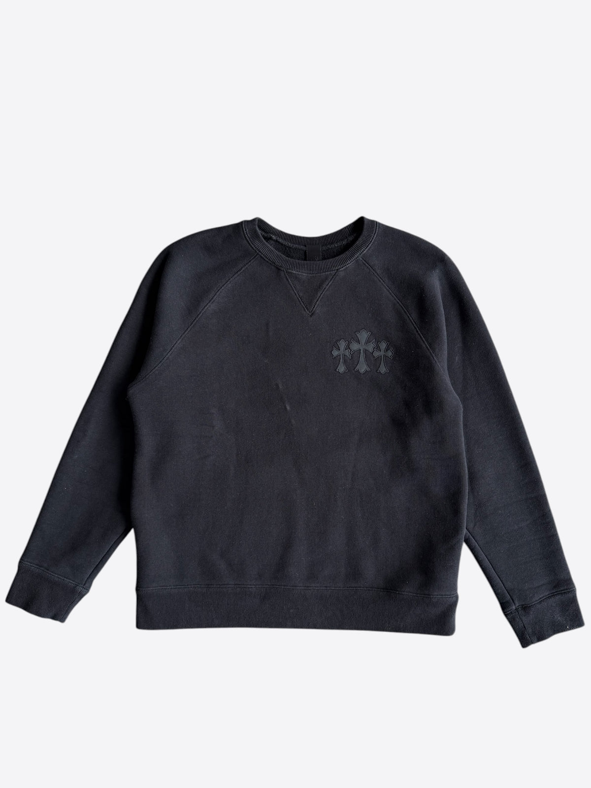 Chrome Hearts Black Triple Cross CH Logo Embroidered Sweater