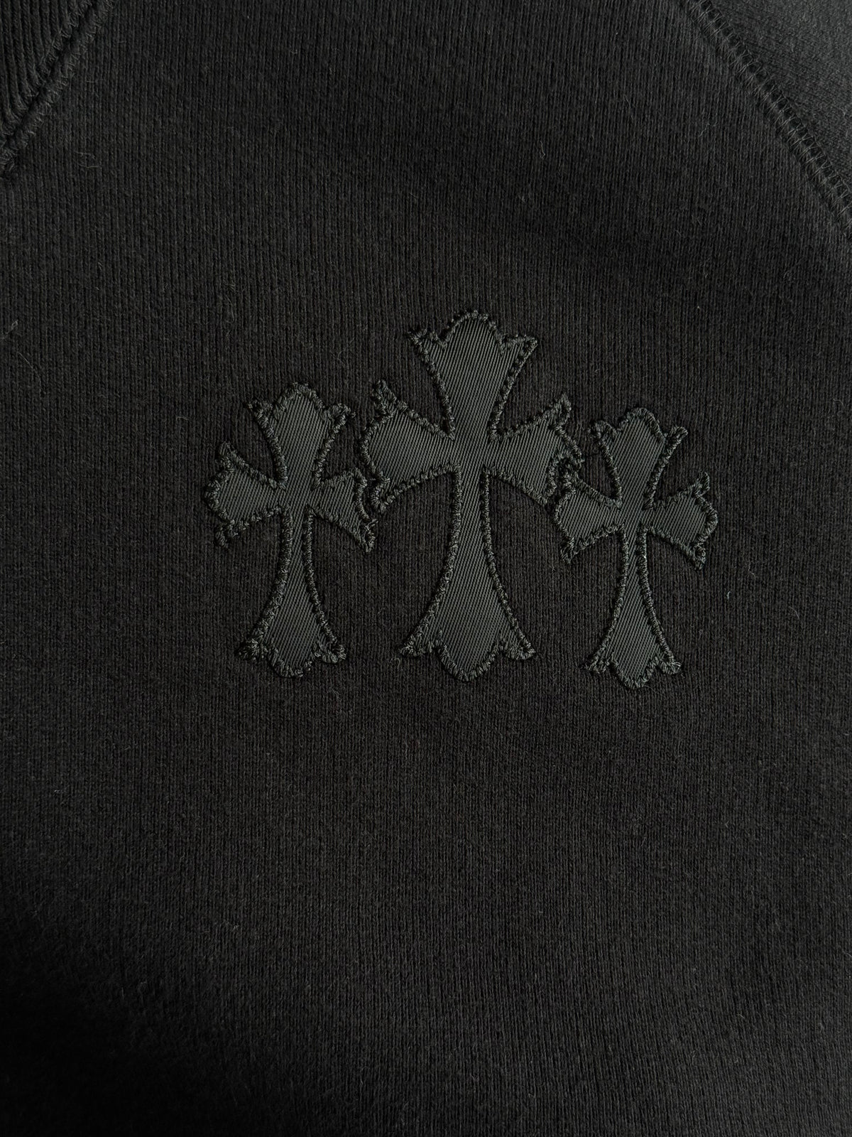 Chrome Hearts Black Triple Cross CH Logo Embroidered Sweater