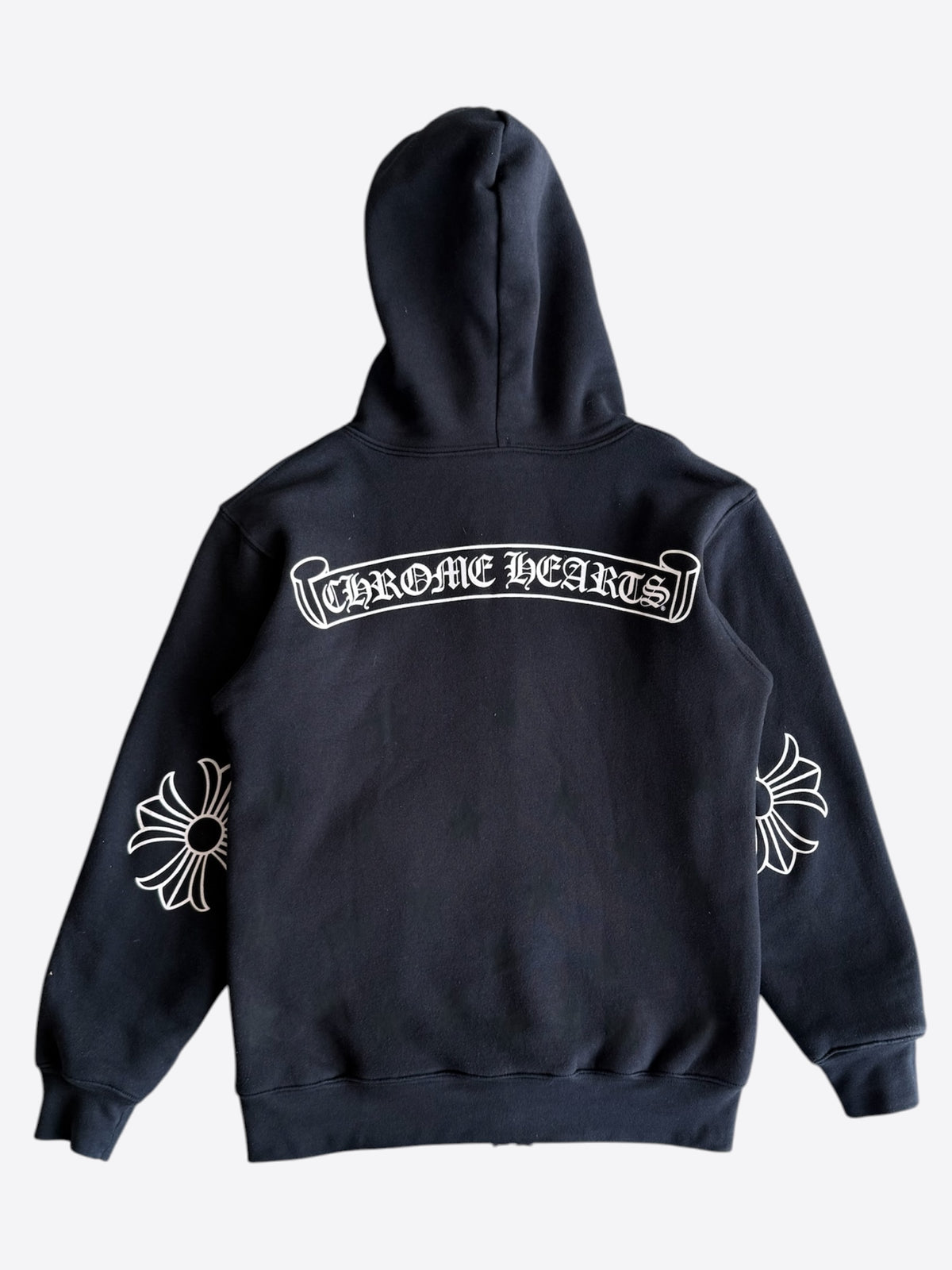 Chrome Hearts Black & White Horseshoe Cross Logo Thermal Zip Up Hoodie