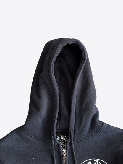 Chrome Hearts Black & White Horseshoe Cross Logo Thermal Zip Up Hoodie