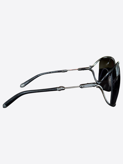 Chrome Hearts Black & Silver Buttflux Sunglasses