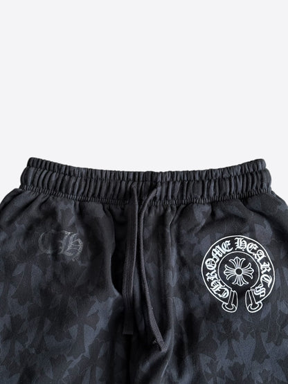 Chrome Hearts Black & White Horseshoe Logo Cemetery Cross Jacquard Sweatpants