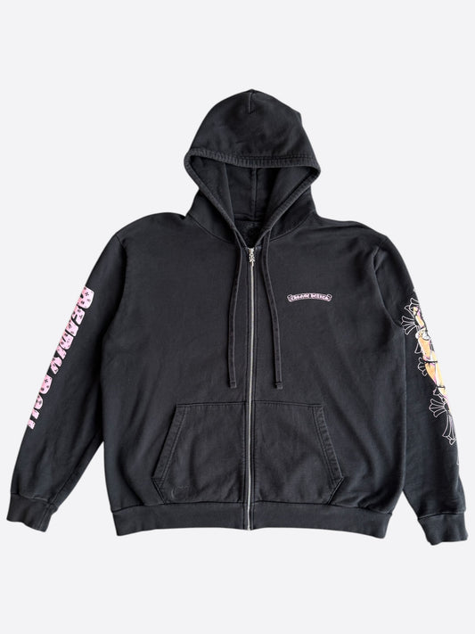 Chrome Hearts Black, White & Pink Deadly Doll Zip Up Hoodie