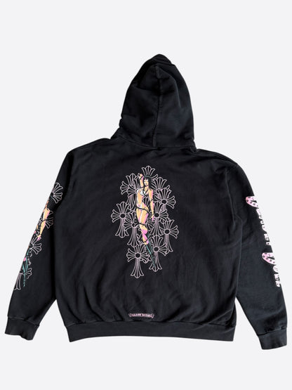 Chrome Hearts Black, White & Pink Deadly Doll Zip Up Hoodie