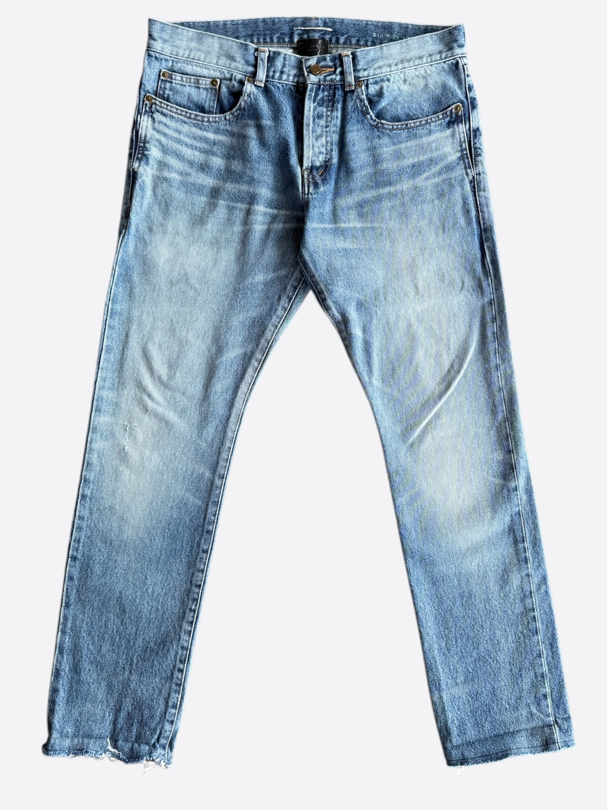 Saint Laurent Light Blue Bandana Patch Distressed Jeans