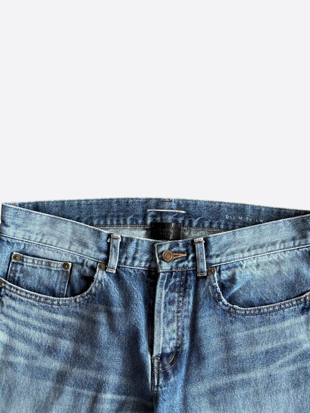 Saint Laurent Light Blue Bandana Patch Distressed Jeans