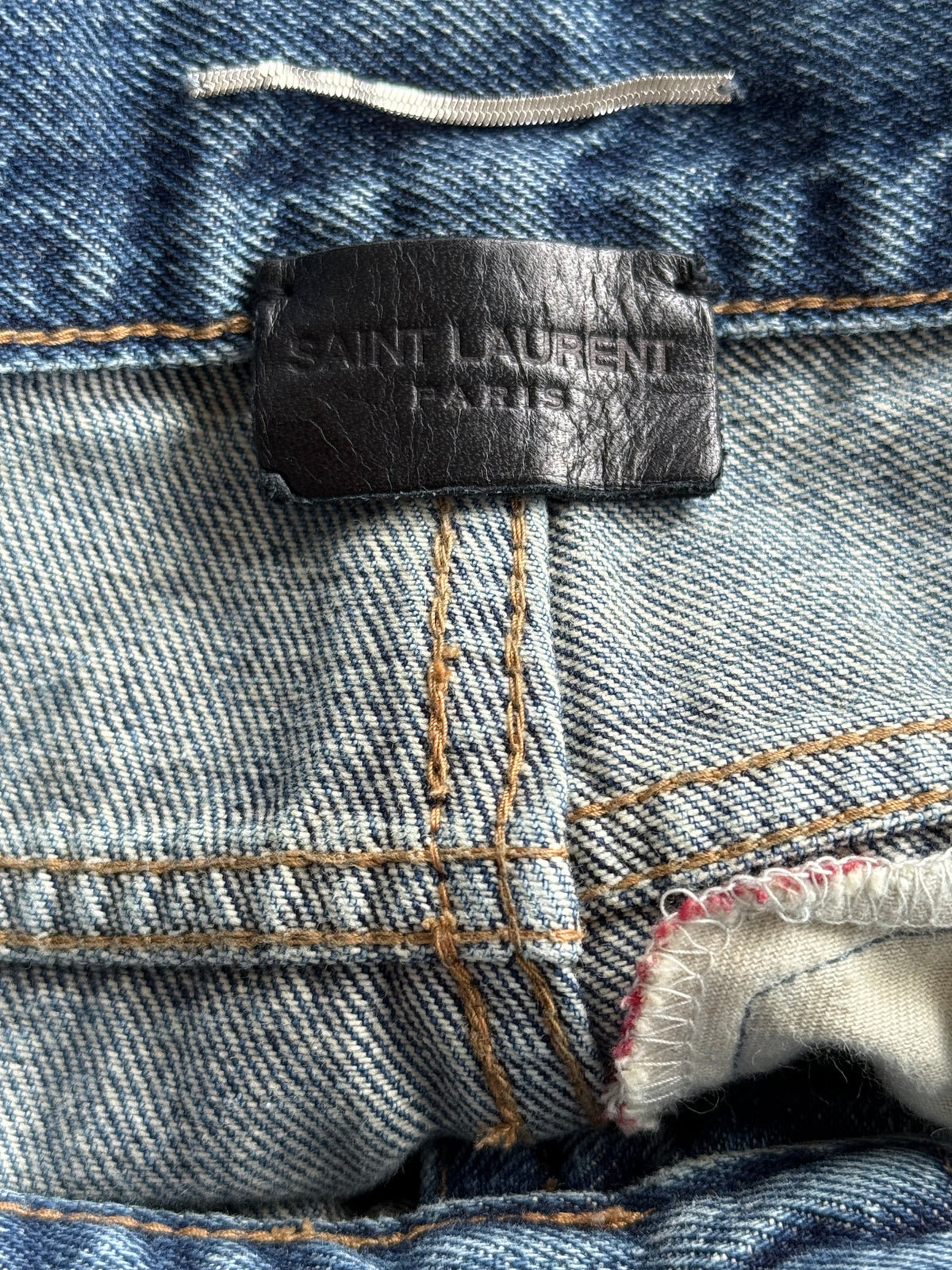 Saint Laurent Light Blue Bandana Patch Distressed Jeans