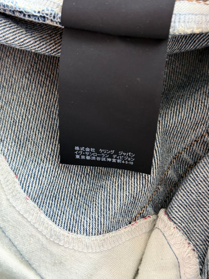 Saint Laurent Light Blue Bandana Patch Distressed Jeans