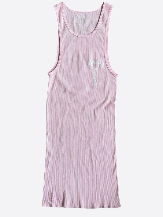 Chrome Hearts Pink & White T-Bar Cross Logo Tank Top