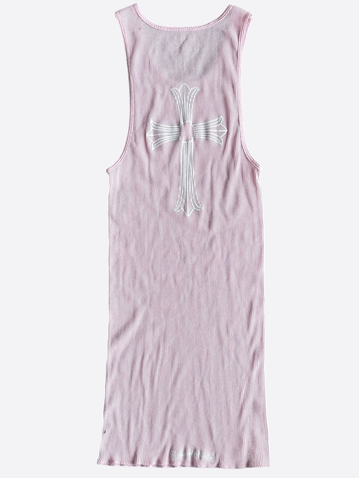 Chrome Hearts Pink & White T-Bar Cross Logo Tank Top