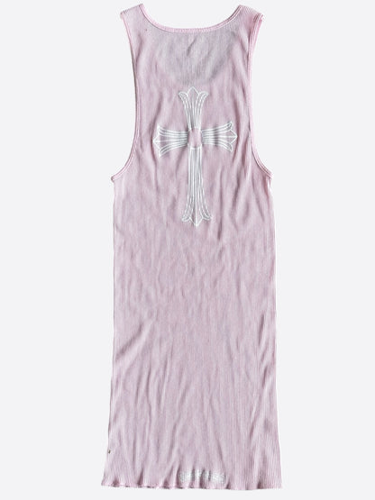 Chrome Hearts Pink & White T-Bar Cross Logo Tank Top
