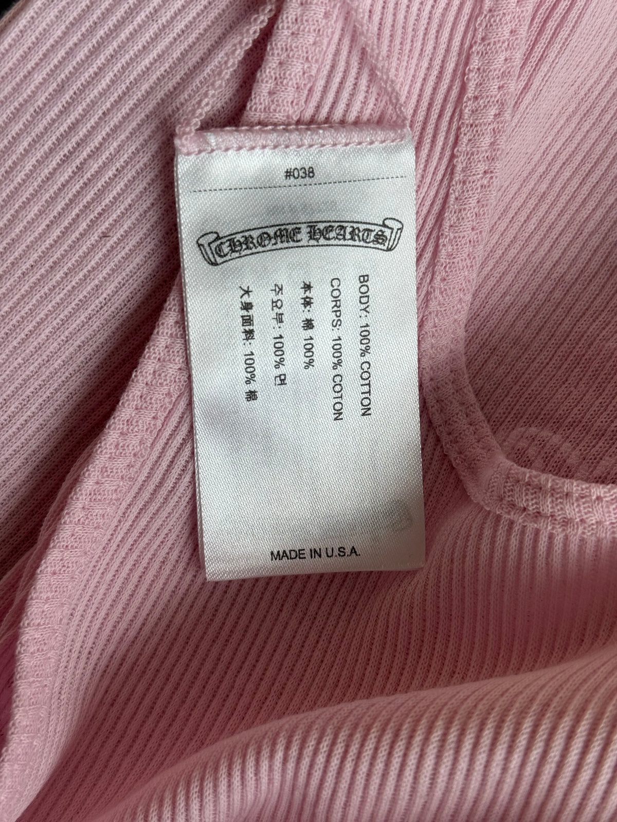 Chrome Hearts Pink & White T-Bar Cross Logo Tank Top