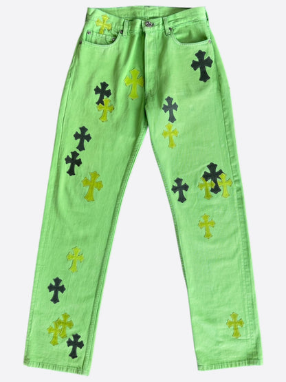 Chrome Hearts Levis Green & Black Cross Patch Jeans