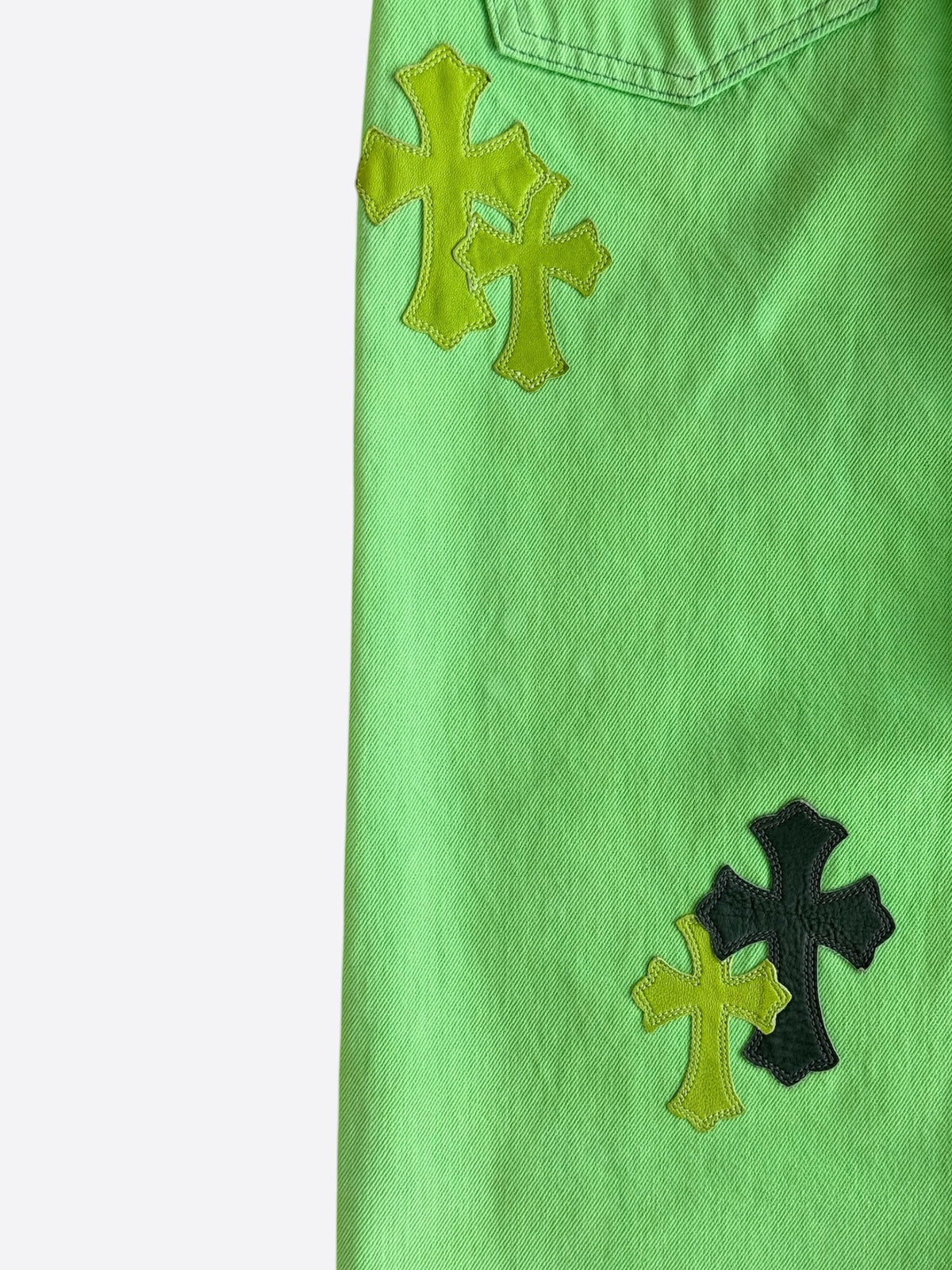 Chrome Hearts Levis Green & Black Cross Patch Jeans