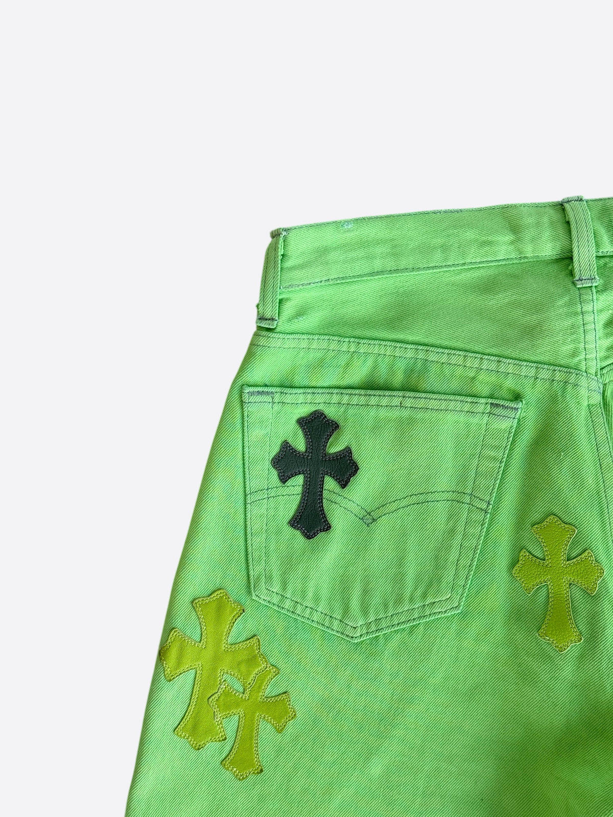 Chrome Hearts Levis Green & Black Cross Patch Jeans