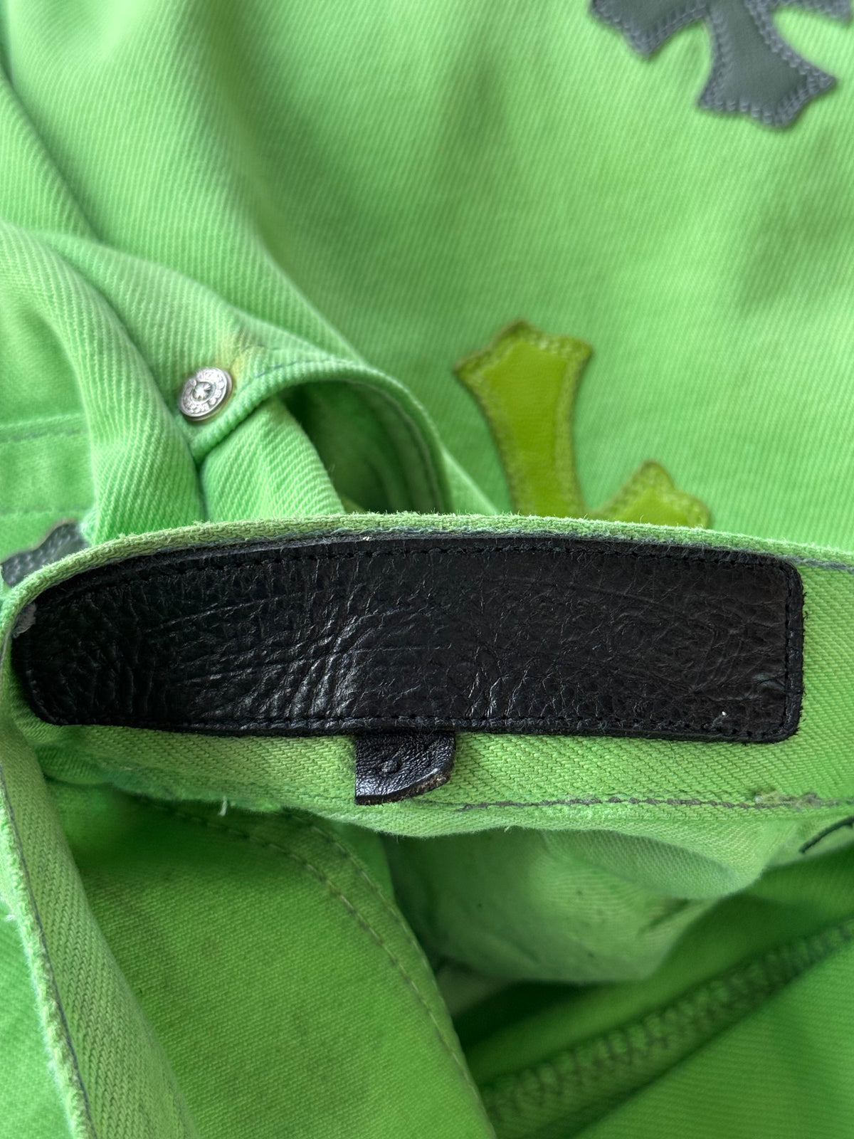 Chrome Hearts Levis Green & Black Cross Patch Jeans