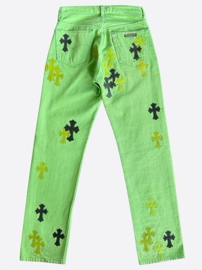 Chrome Hearts Levis Green & Black Cross Patch Jeans