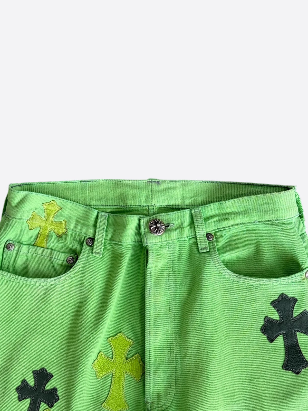 Chrome Hearts Levis Green & Black Cross Patch Jeans