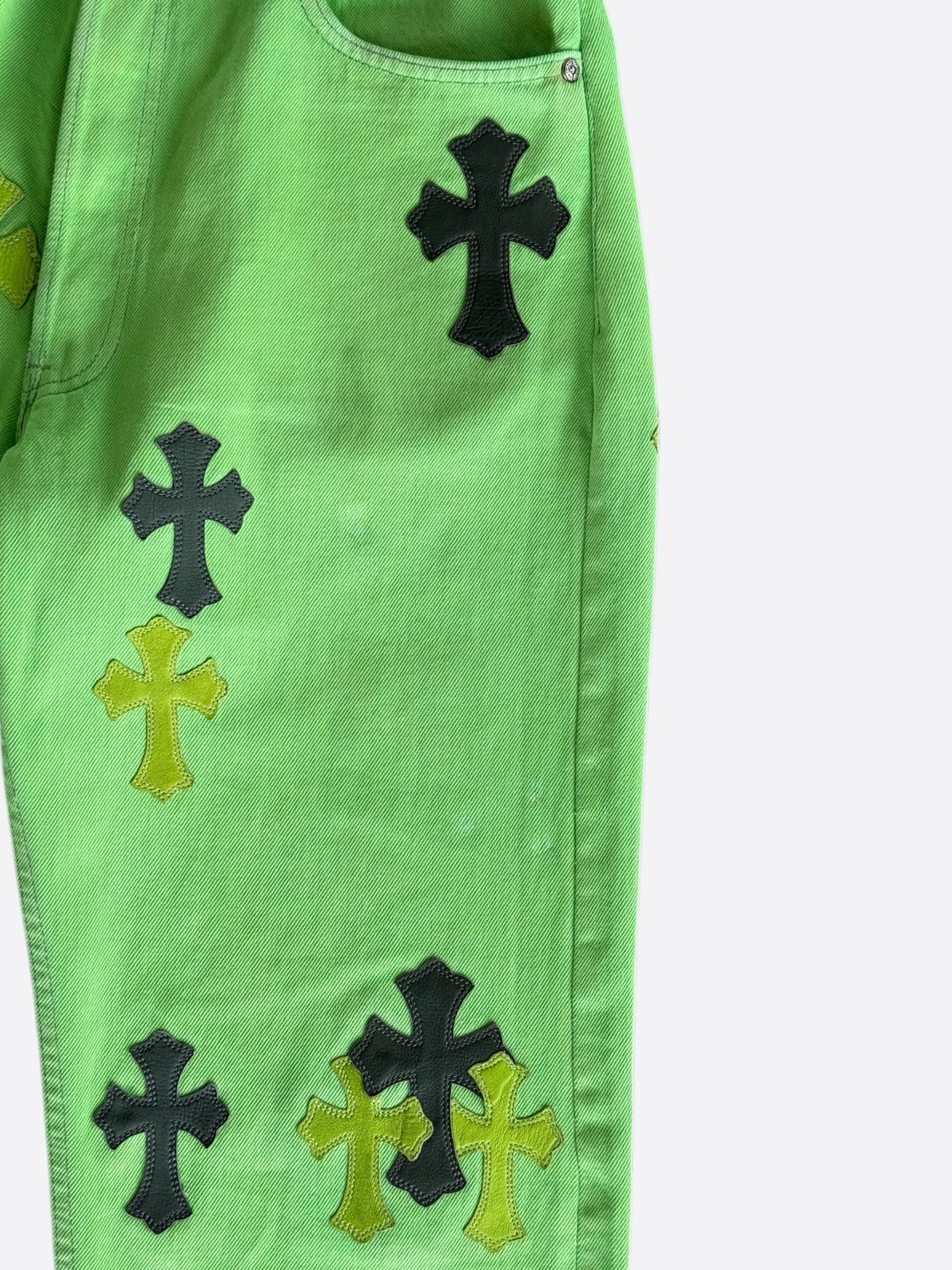 Chrome Hearts Levis Green & Black Cross Patch Jeans