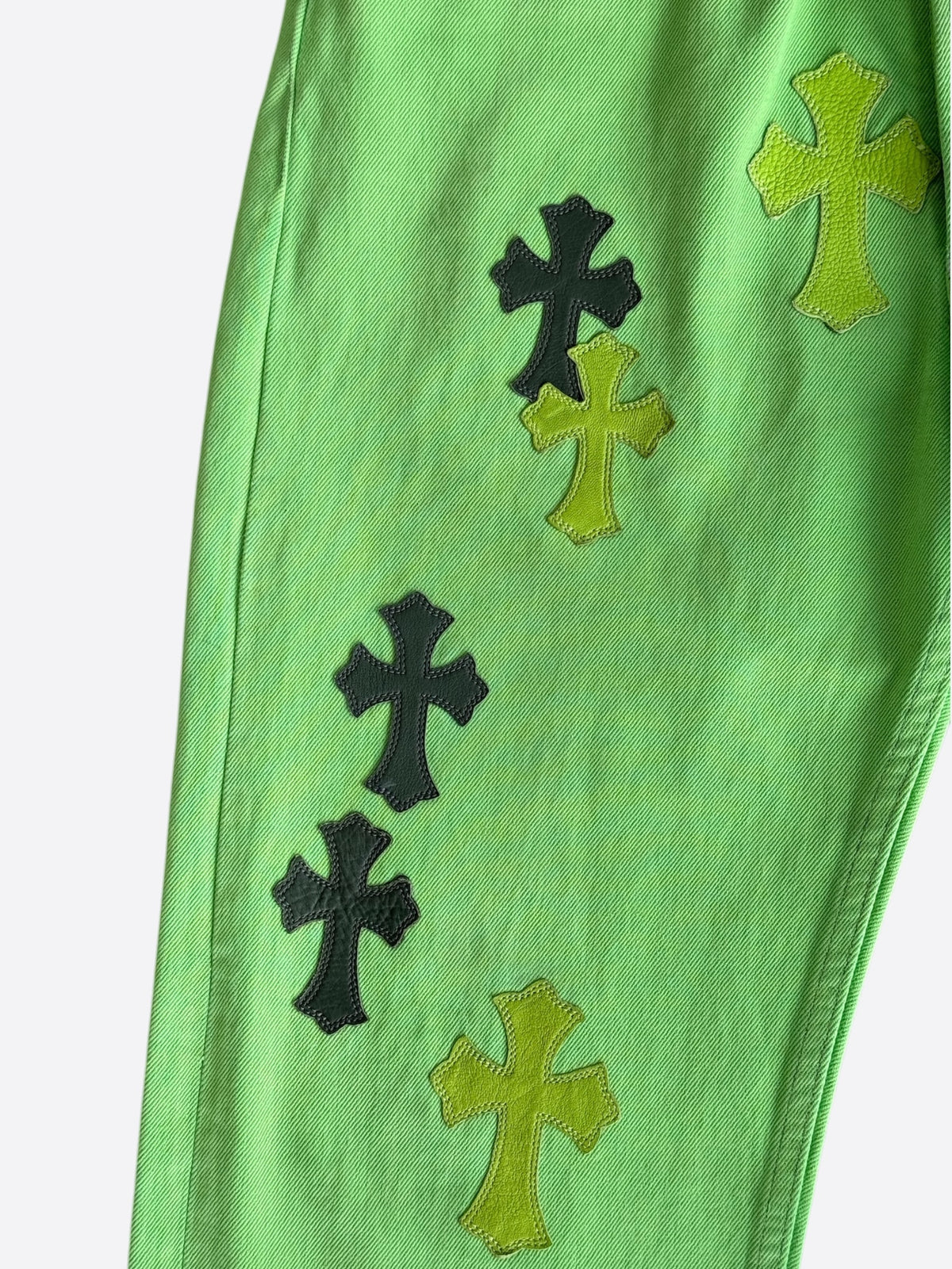 Chrome Hearts Levis Green & Black Cross Patch Jeans