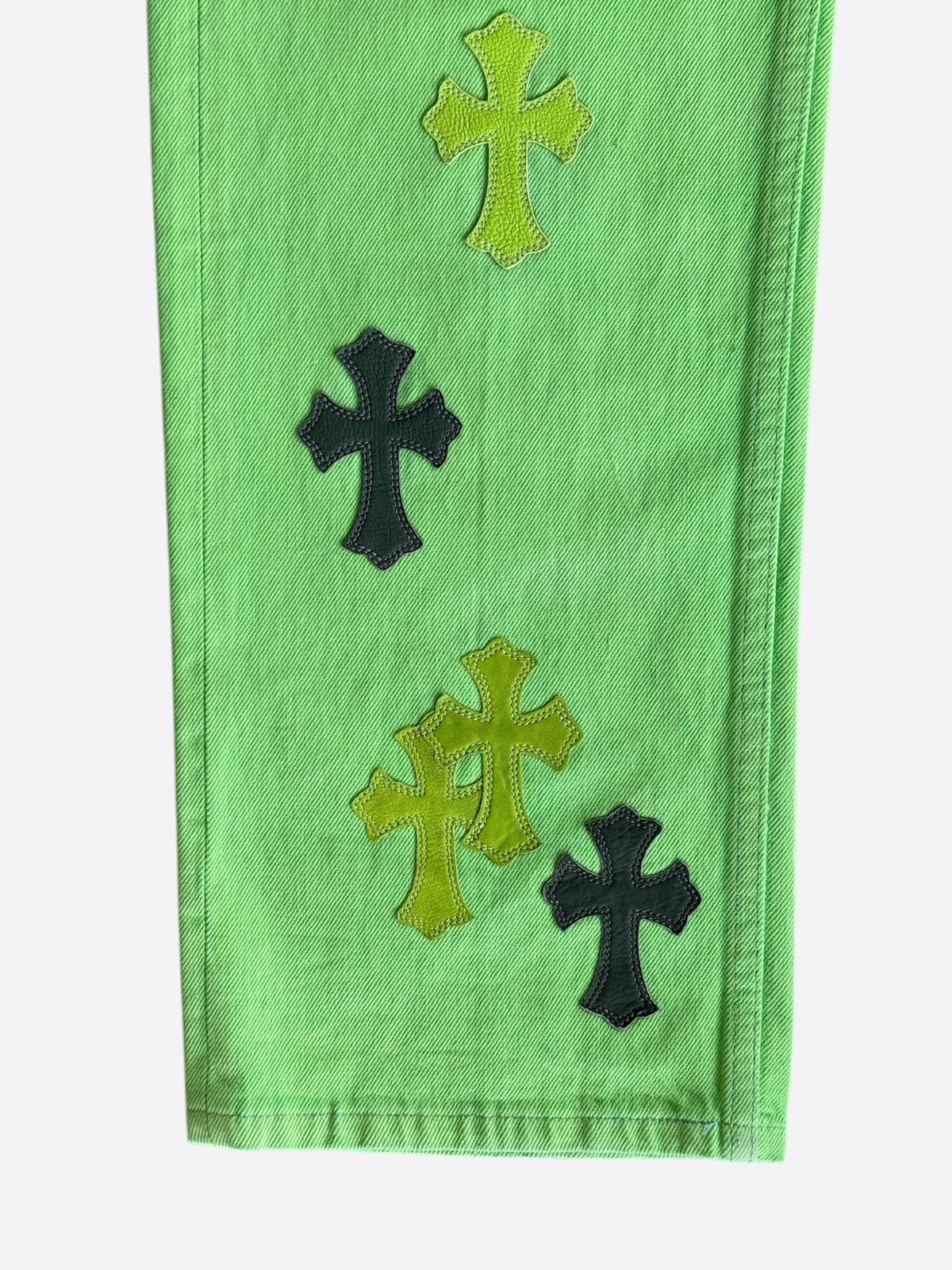 Chrome Hearts Levis Green & Black Cross Patch Jeans