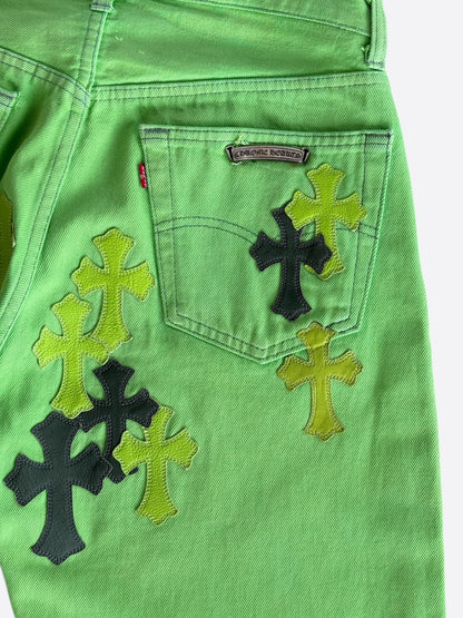 Chrome Hearts Levis Green & Black Cross Patch Jeans