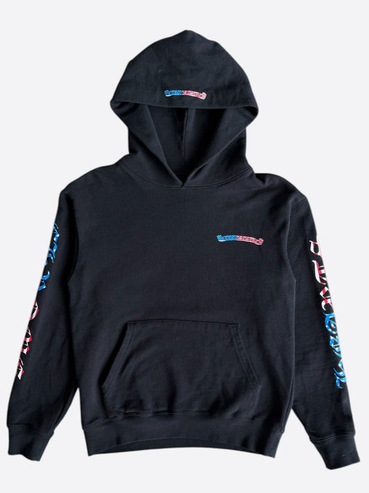 Chrome Hearts Black USA Flag Scroll Logo Hoodie