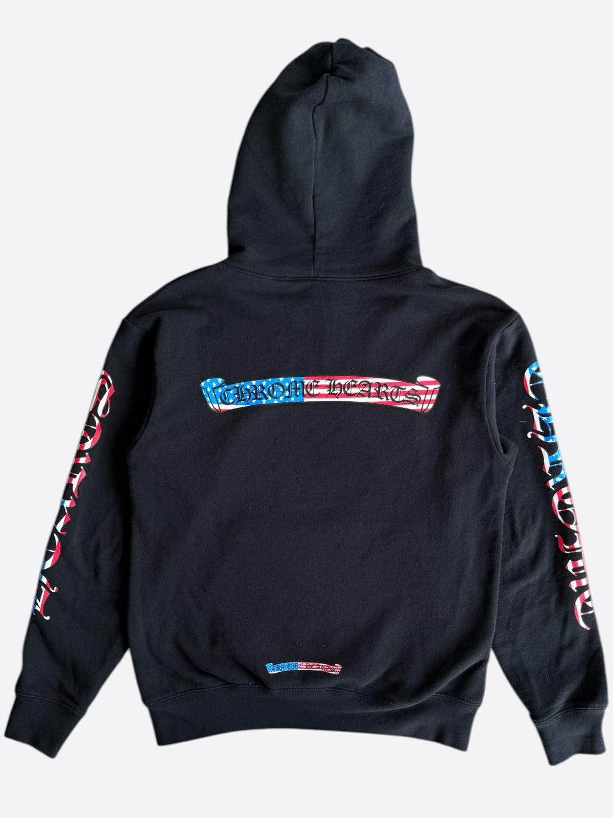 Chrome Hearts Black USA Flag Scroll Logo Hoodie