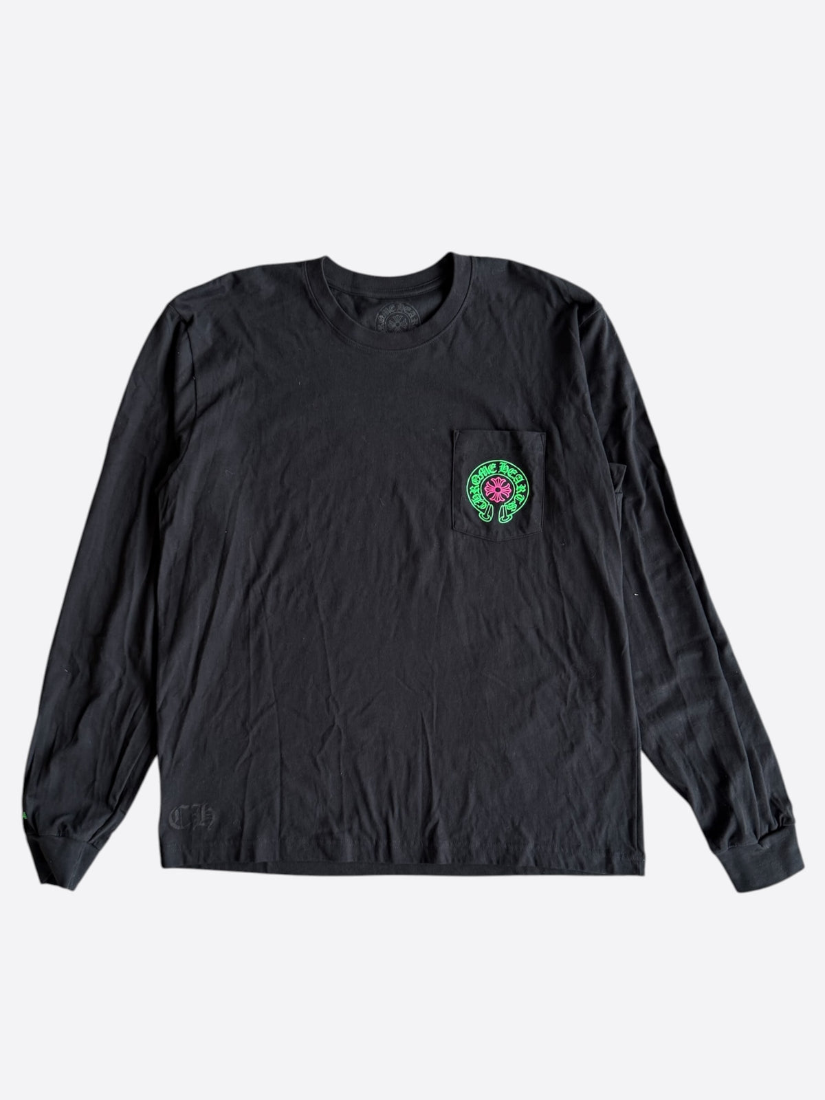 Chrome Hearts Black & Green Staff Horseshoe Logo Longsleeve T-Shirt