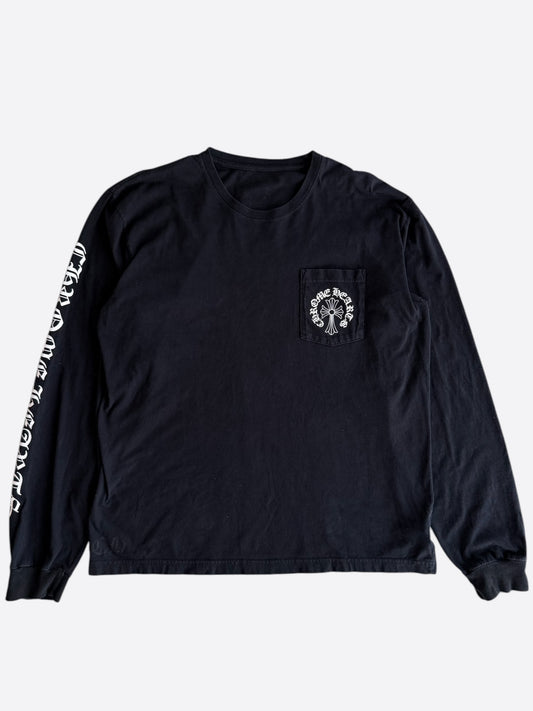 Chrome Hearts Black & White Horseshoe Logo Longsleeve T-Shirt