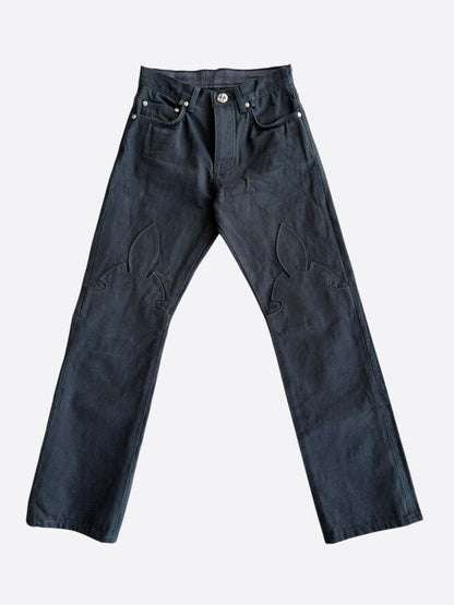 Chrome Hearts Black Fleur Knee Jeans