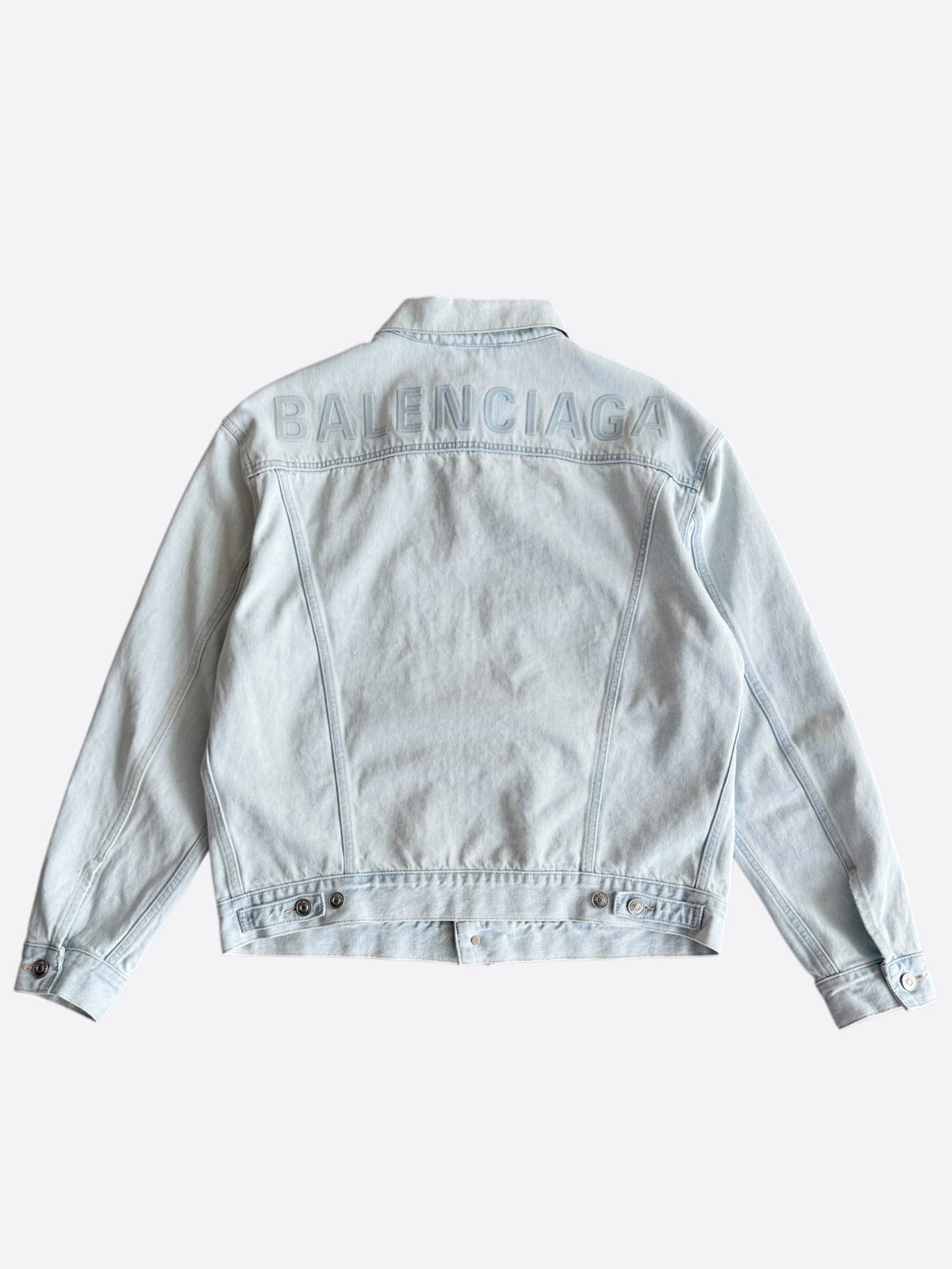 Balenciaga Light Blue Embossed Logo Denim Jacket