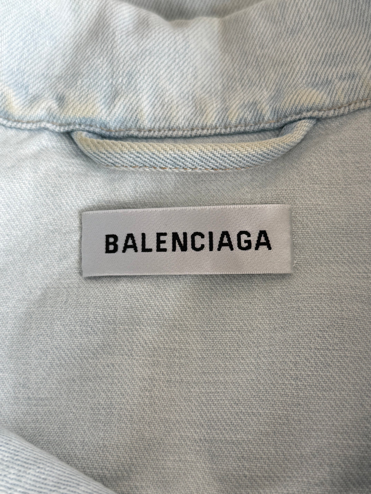 Balenciaga Light Blue Embossed Logo Denim Jacket