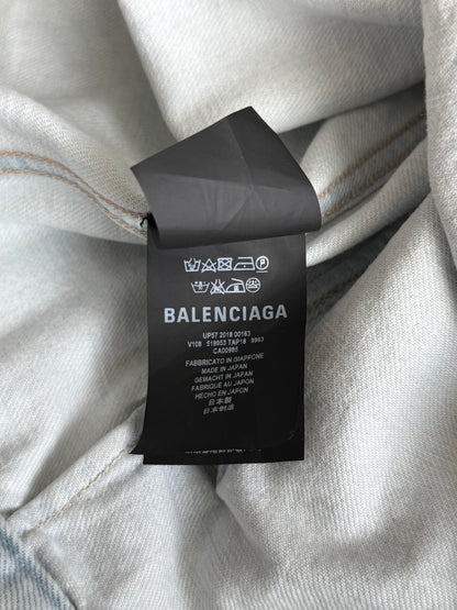 Balenciaga Light Blue Embossed Logo Denim Jacket