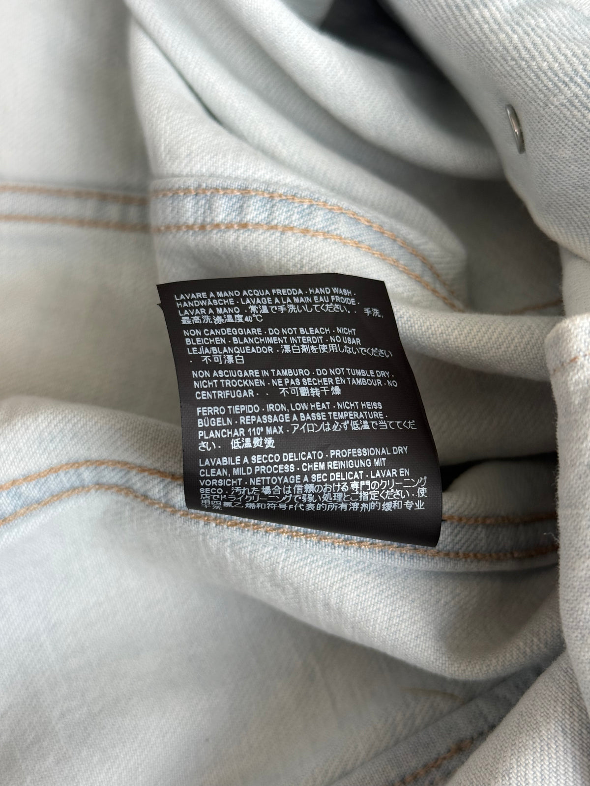 Balenciaga Light Blue Embossed Logo Denim Jacket