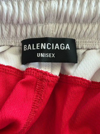 Balenciaga White, Red & Navy Soccer Shorts