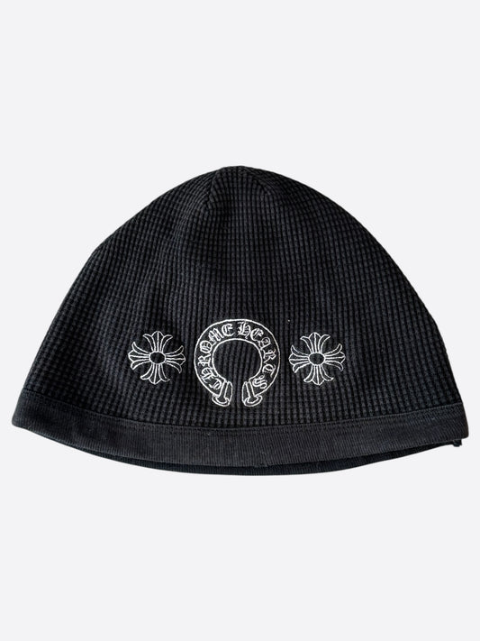 Chrome Hearts Black & White Embroidered Cross Logo Beanie
