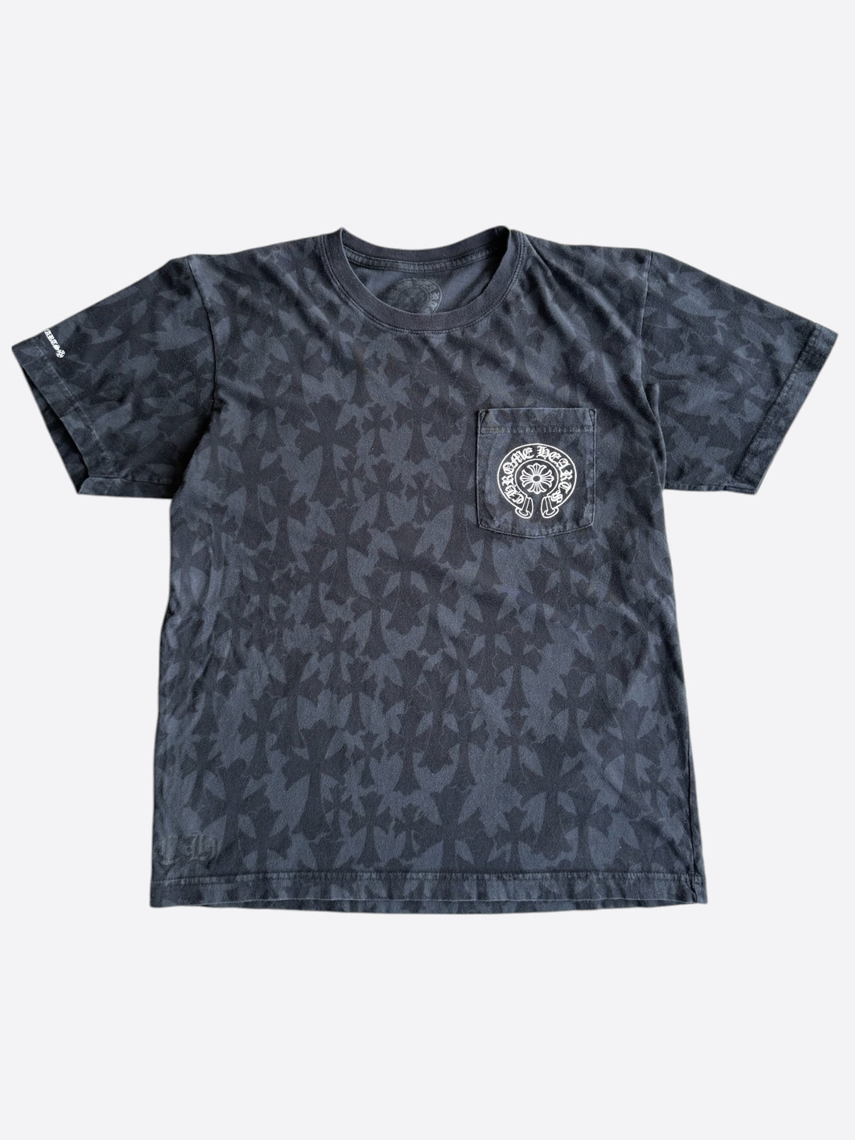 Chrome Hearts Black & White Cross Jacquard Horseshoe Logo T-Shirt