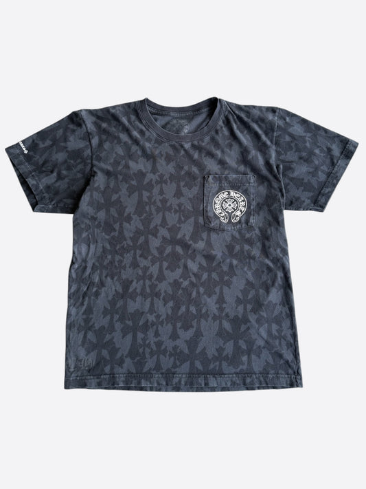 Chrome Hearts Black & White Cross Jacquard Horseshoe Logo T-Shirt
