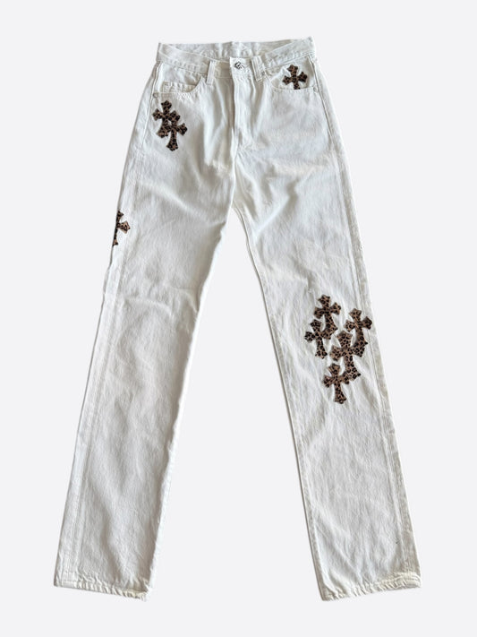 Chrome Hearts Levis White & Cheetah Patch Jeans